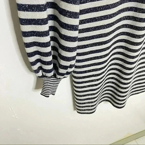 NEW Maje Rushour Metallic Long Sleeve Striped Mini Dress French Preppy Shimmer - Picture 6 of 8